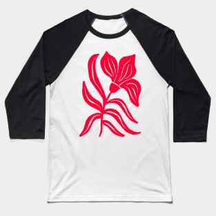 Red Stylized Tulip Baseball T-Shirt
